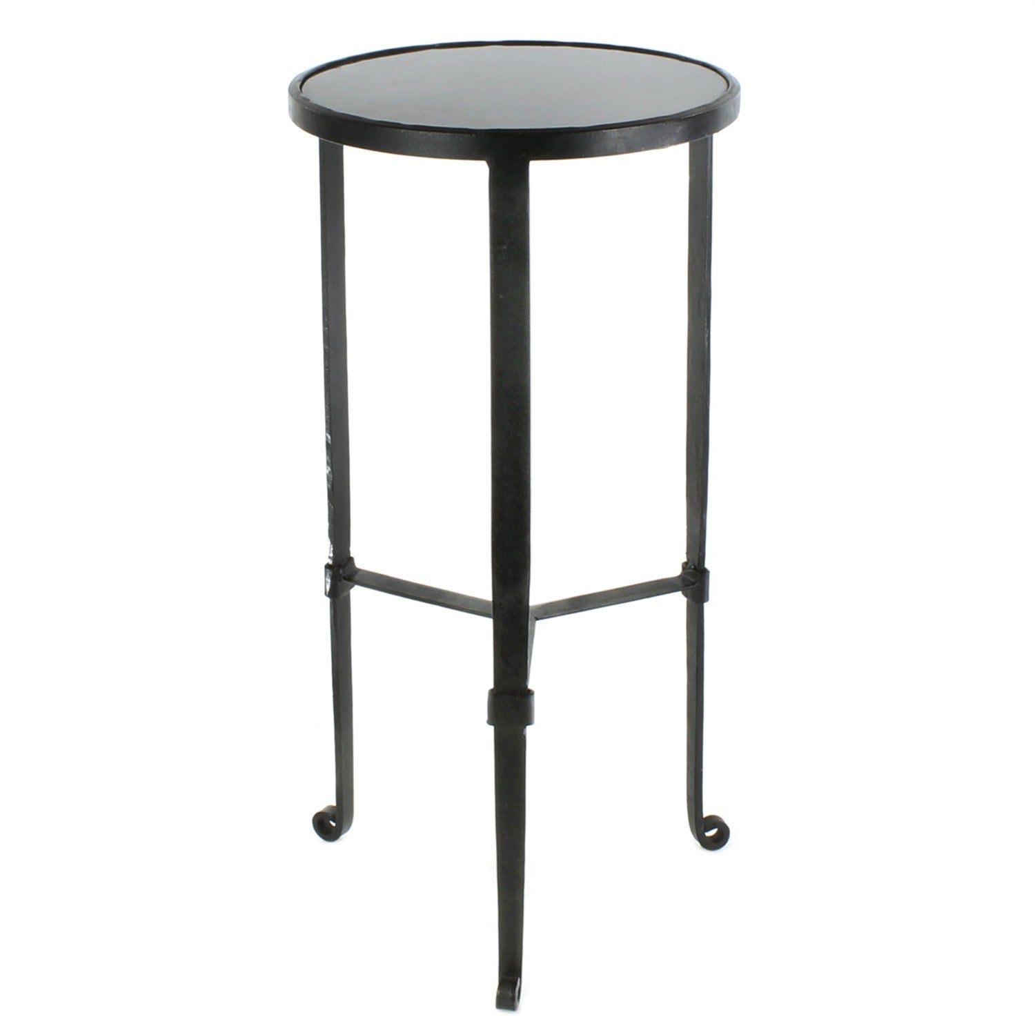 HomeRoots Gray Stone Top Side Table With Black Finish