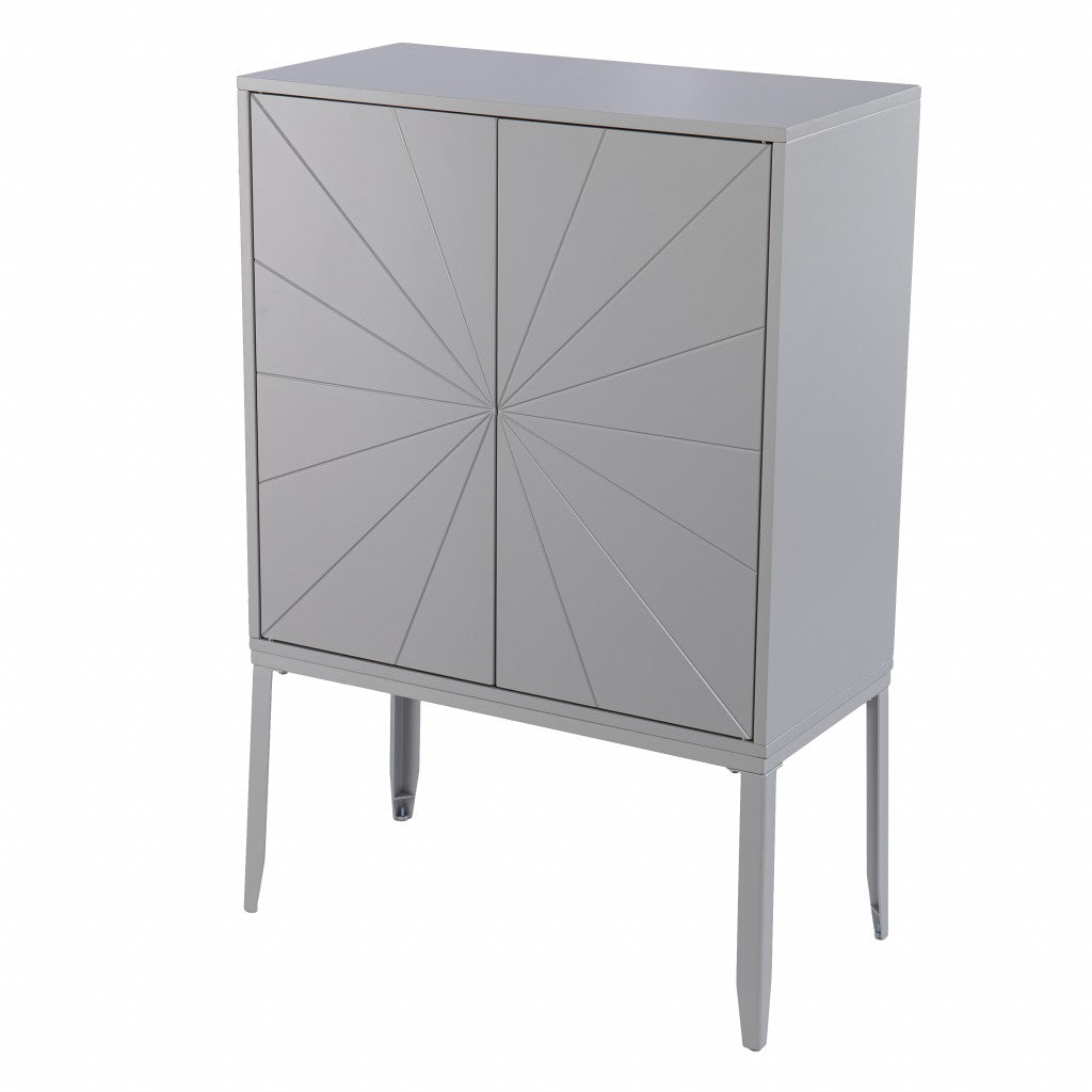 HomeRoots Gray Sunburst Chic Accent Storage Cabinet