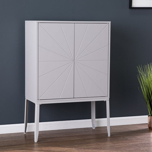 HomeRoots Gray Sunburst Chic Accent Storage Cabinet