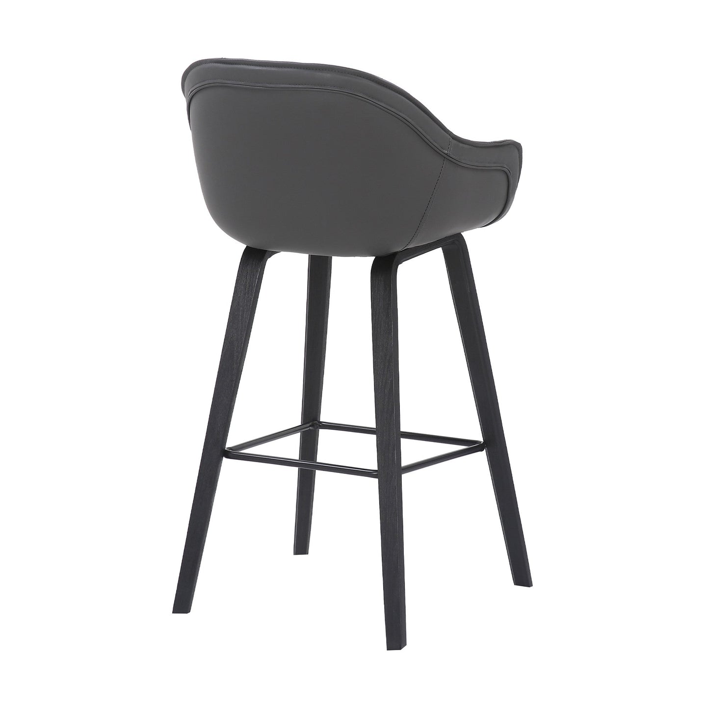 HomeRoots Gray Textured Faux Leather Modern Bar Stool