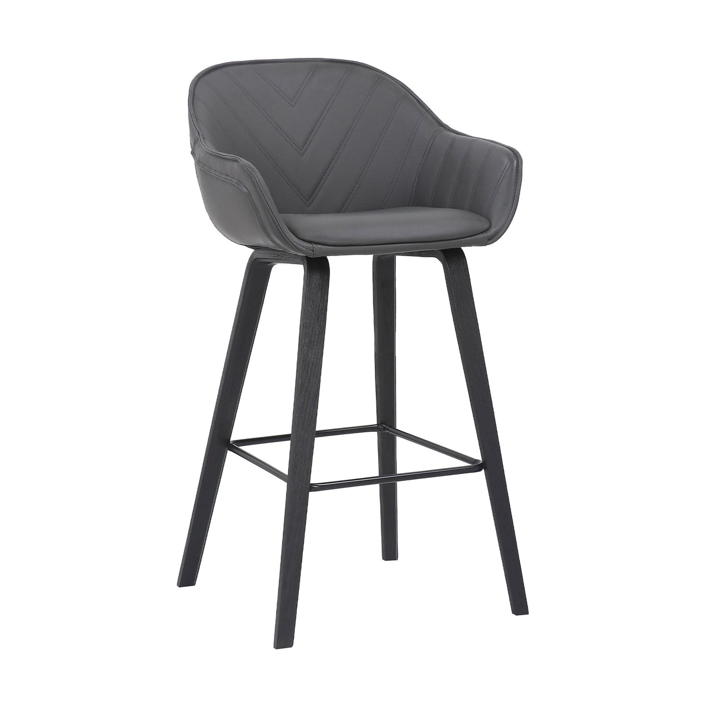 HomeRoots Gray Textured Faux Leather Modern Bar Stool