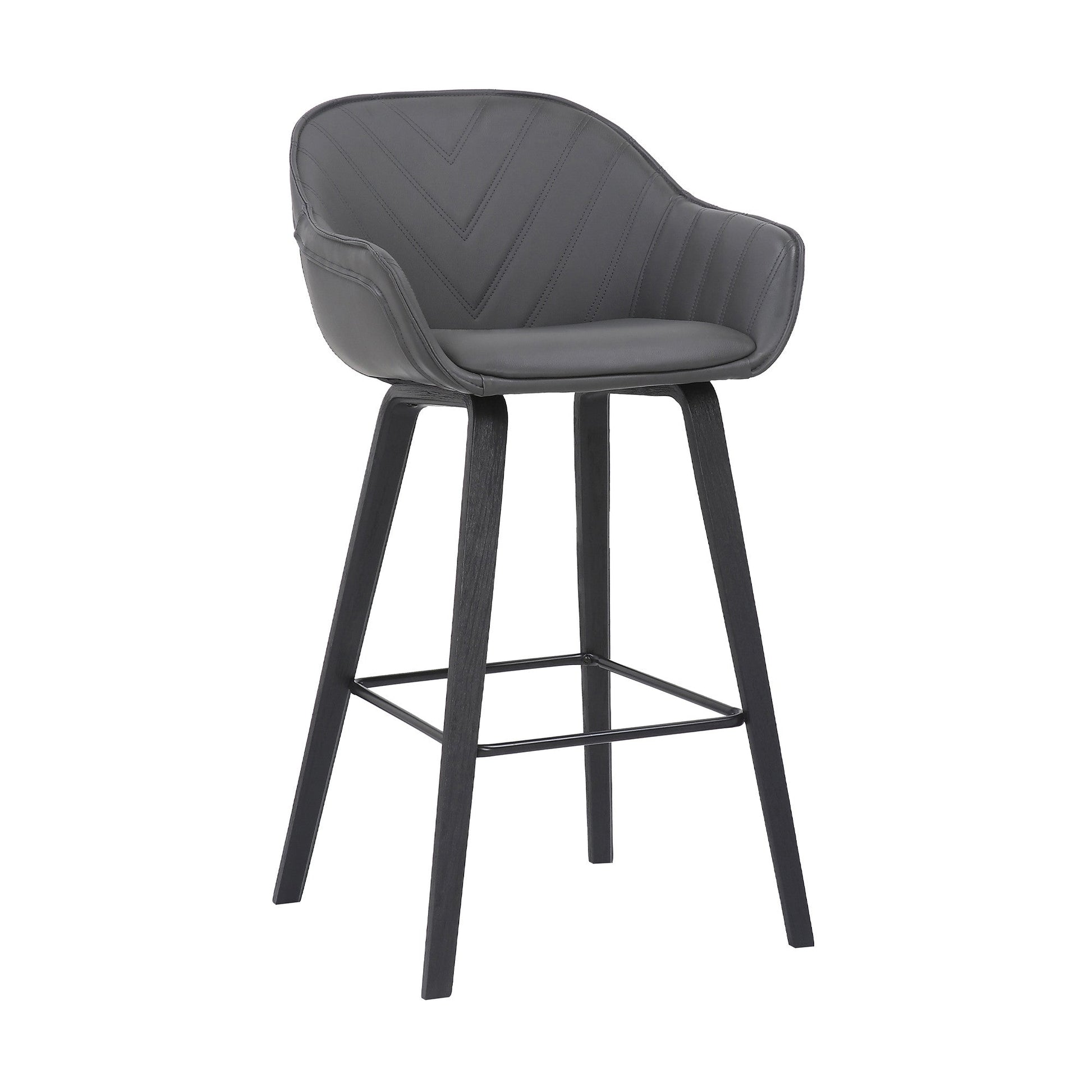 HomeRoots Gray Textured Faux Leather Modern Bar Stool