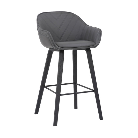 HomeRoots Gray Textured Faux Leather Modern Bar Stool