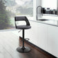 HomeRoots Gray Upholstered Black Base Adjustable Swivel Bar Stool