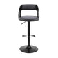HomeRoots Gray Upholstered Black Base Adjustable Swivel Bar Stool