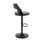 HomeRoots Gray Upholstered Black Base Adjustable Swivel Bar Stool