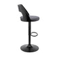 HomeRoots Gray Upholstered Black Base Adjustable Swivel Bar Stool
