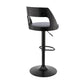 HomeRoots Gray Upholstered Black Base Adjustable Swivel Bar Stool
