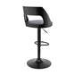 HomeRoots Gray Upholstered Black Base Adjustable Swivel Bar Stool
