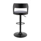 HomeRoots Gray Upholstered Black Base Adjustable Swivel Bar Stool