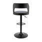 HomeRoots Gray Upholstered Black Base Adjustable Swivel Bar Stool