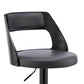 HomeRoots Gray Upholstered Black Base Adjustable Swivel Bar Stool