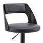 HomeRoots Gray Upholstered Black Base Adjustable Swivel Bar Stool