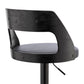 HomeRoots Gray Upholstered Black Base Adjustable Swivel Bar Stool