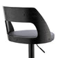 HomeRoots Gray Upholstered Black Base Adjustable Swivel Bar Stool