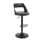 HomeRoots Gray Upholstered Black Base Adjustable Swivel Bar Stool