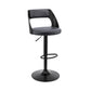 HomeRoots Gray Upholstered Black Base Adjustable Swivel Bar Stool