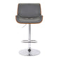 HomeRoots Gray Upholstered Chrome Base Adjustable Bar Stool