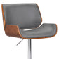 HomeRoots Gray Upholstered Chrome Base Adjustable Bar Stool