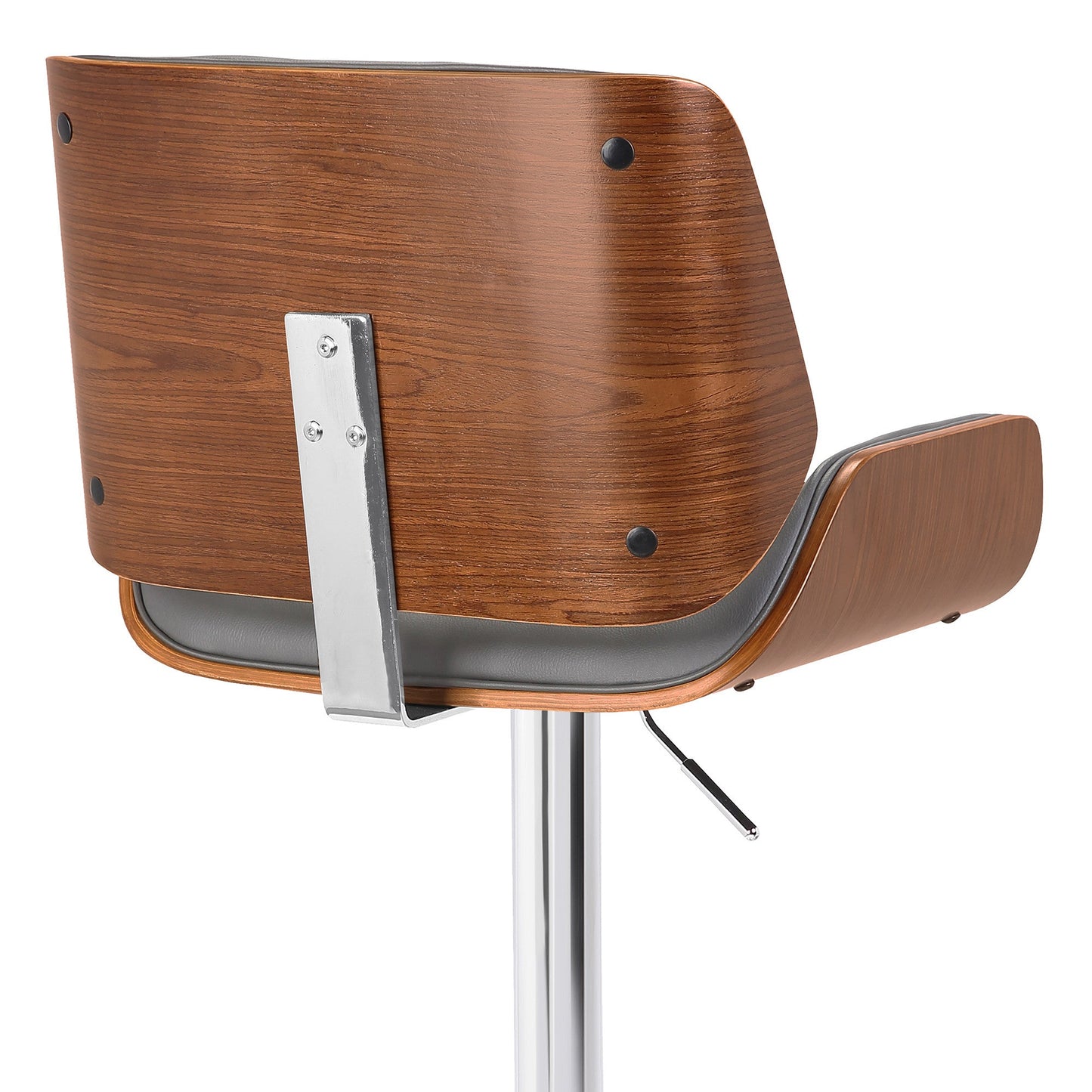HomeRoots Gray Upholstered Chrome Base Adjustable Bar Stool