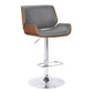 HomeRoots Gray Upholstered Chrome Base Adjustable Bar Stool