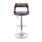 HomeRoots Gray Upholstered Chrome Base Adjustable Swivel Bar Stool