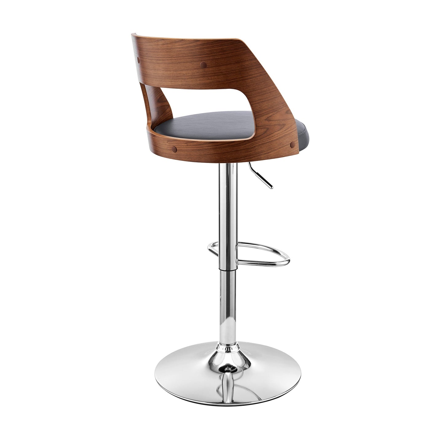 HomeRoots Gray Upholstered Chrome Base Adjustable Swivel Bar Stool