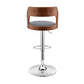 HomeRoots Gray Upholstered Chrome Base Adjustable Swivel Bar Stool