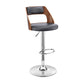 HomeRoots Gray Upholstered Chrome Base Adjustable Swivel Bar Stool