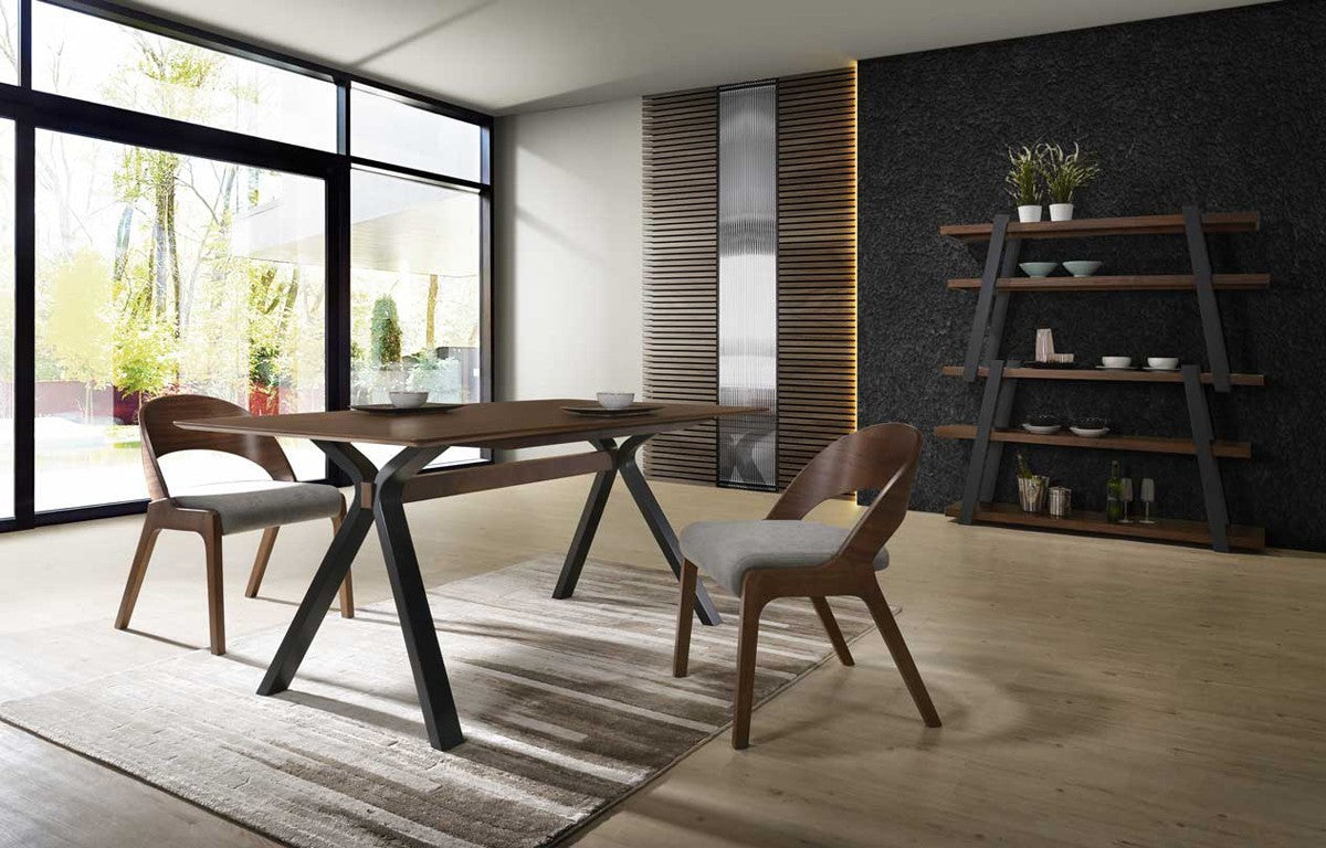 HomeRoots Gray Walnut Fabric Modern Dining Chairs in Set of 2