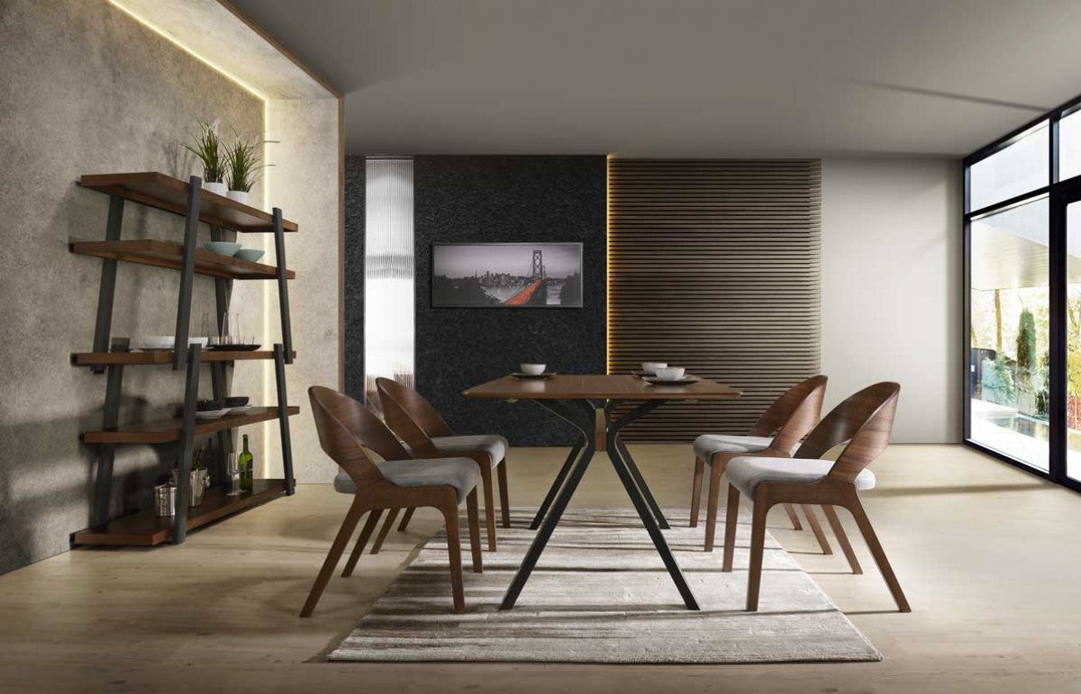 HomeRoots Gray Walnut Fabric Modern Dining Chairs in Set of 2