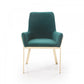 HomeRoots Green Velvet Gold Dining Chair