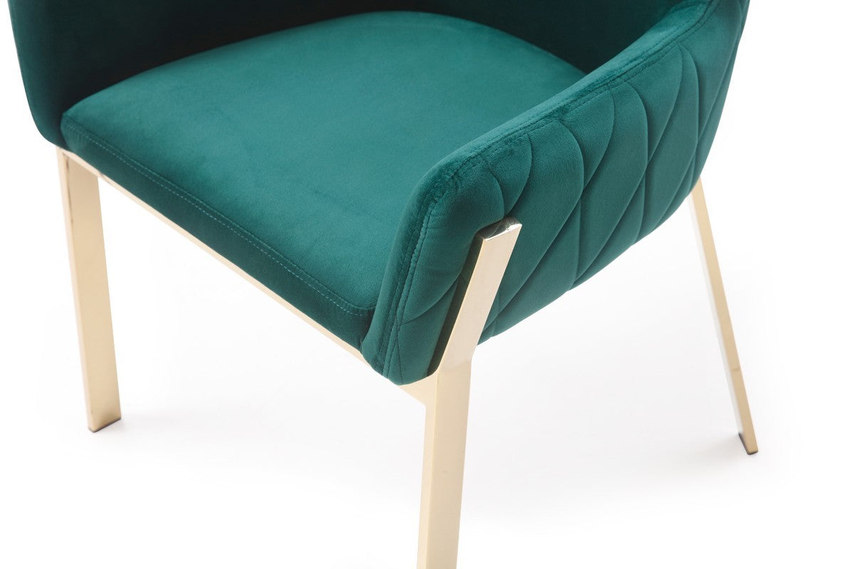 HomeRoots Green Velvet Gold Dining Chair