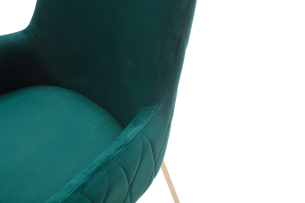 HomeRoots Green Velvet Gold Dining Chair