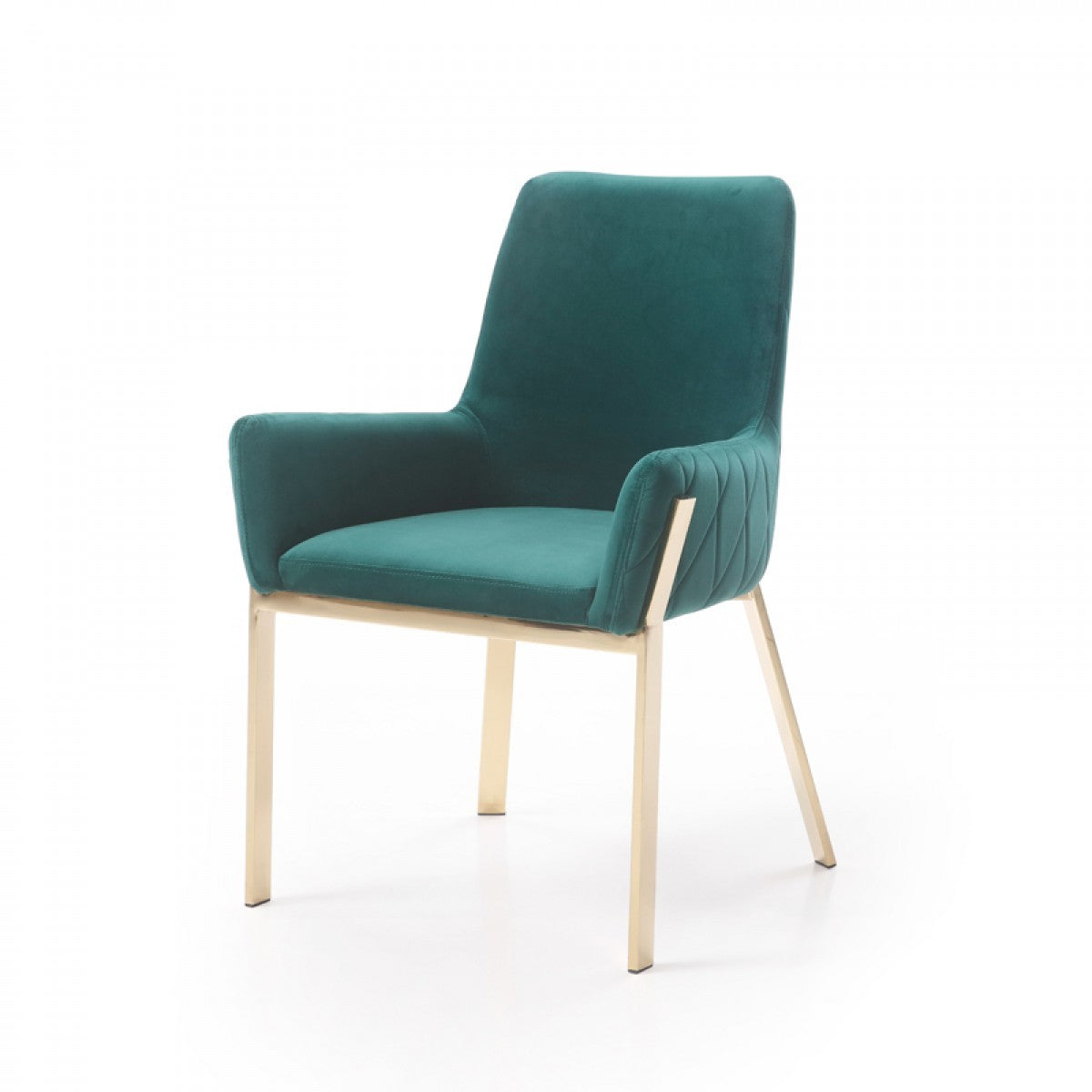 HomeRoots Green Velvet Gold Dining Chair