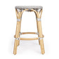 HomeRoots Grey And White Rattan Counter Stool