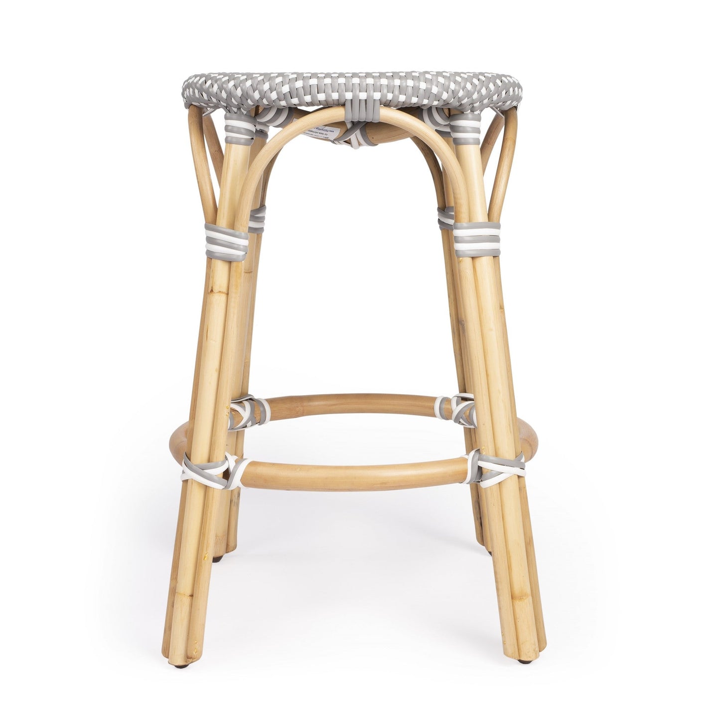 HomeRoots Grey And White Rattan Counter Stool