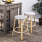 HomeRoots Grey And White Rattan Counter Stool