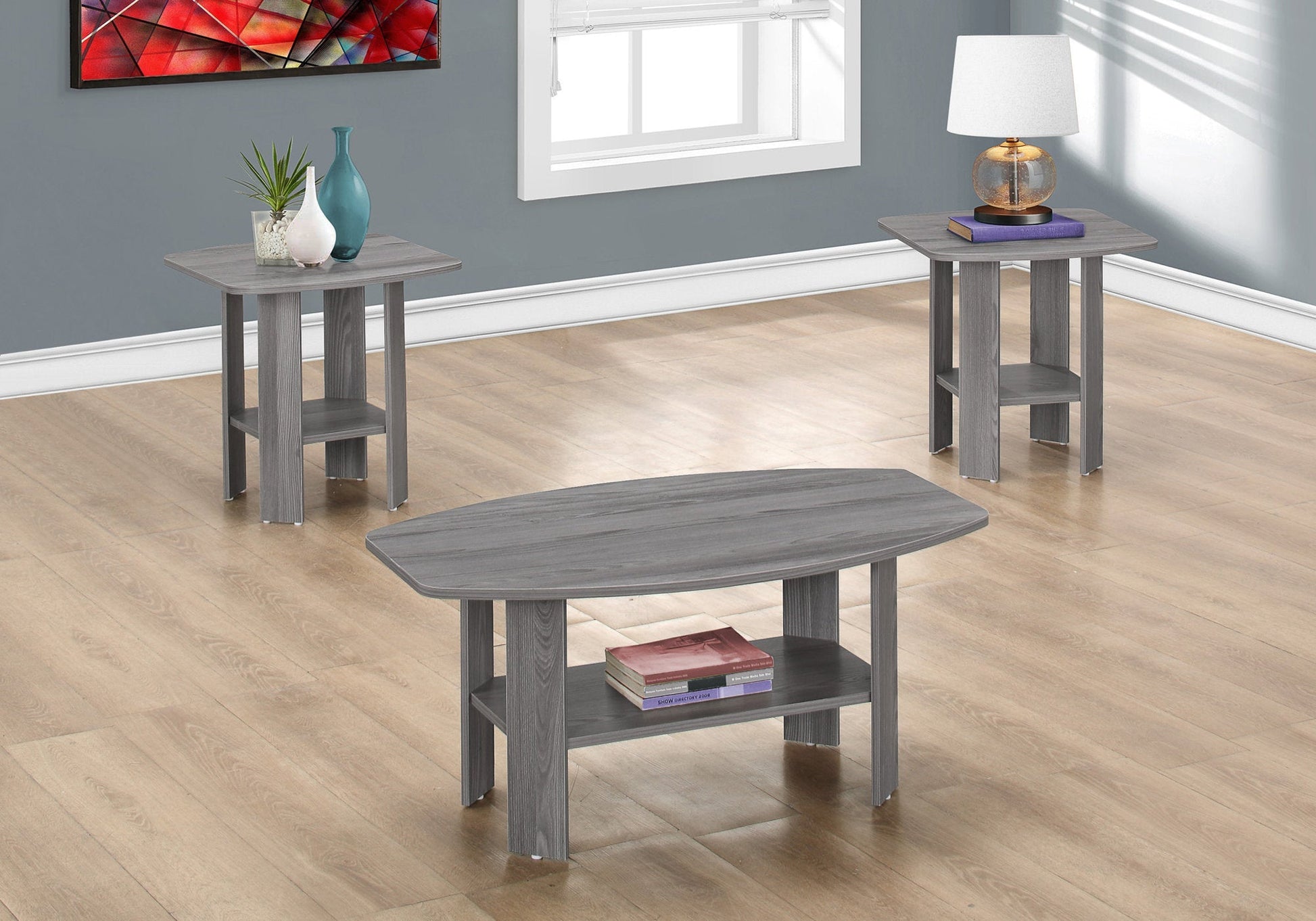 HomeRoots Grey Contemporary Table in Set of 3