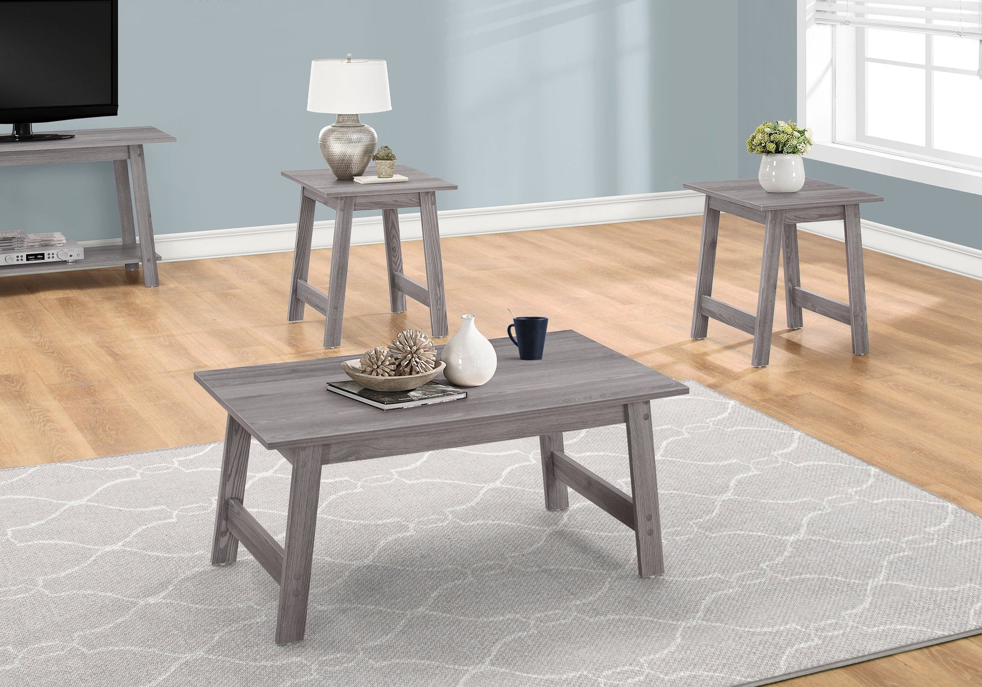 HomeRoots Grey Contemporary Table in Set of 3