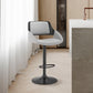 HomeRoots Grey Faux Leather Adjustable Black Swivel Bar Stool