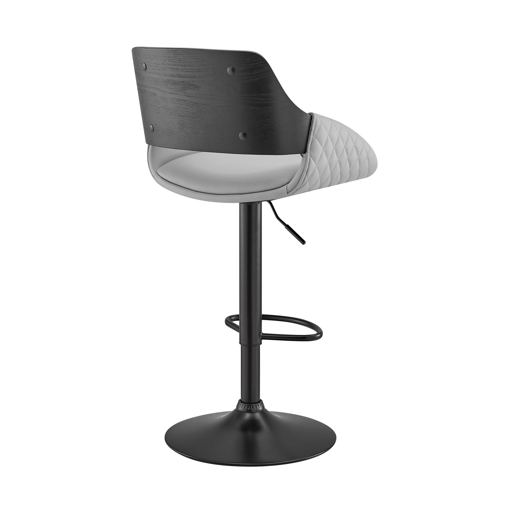 HomeRoots Grey Faux Leather Adjustable Black Swivel Bar Stool