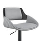 HomeRoots Grey Faux Leather Adjustable Black Swivel Bar Stool