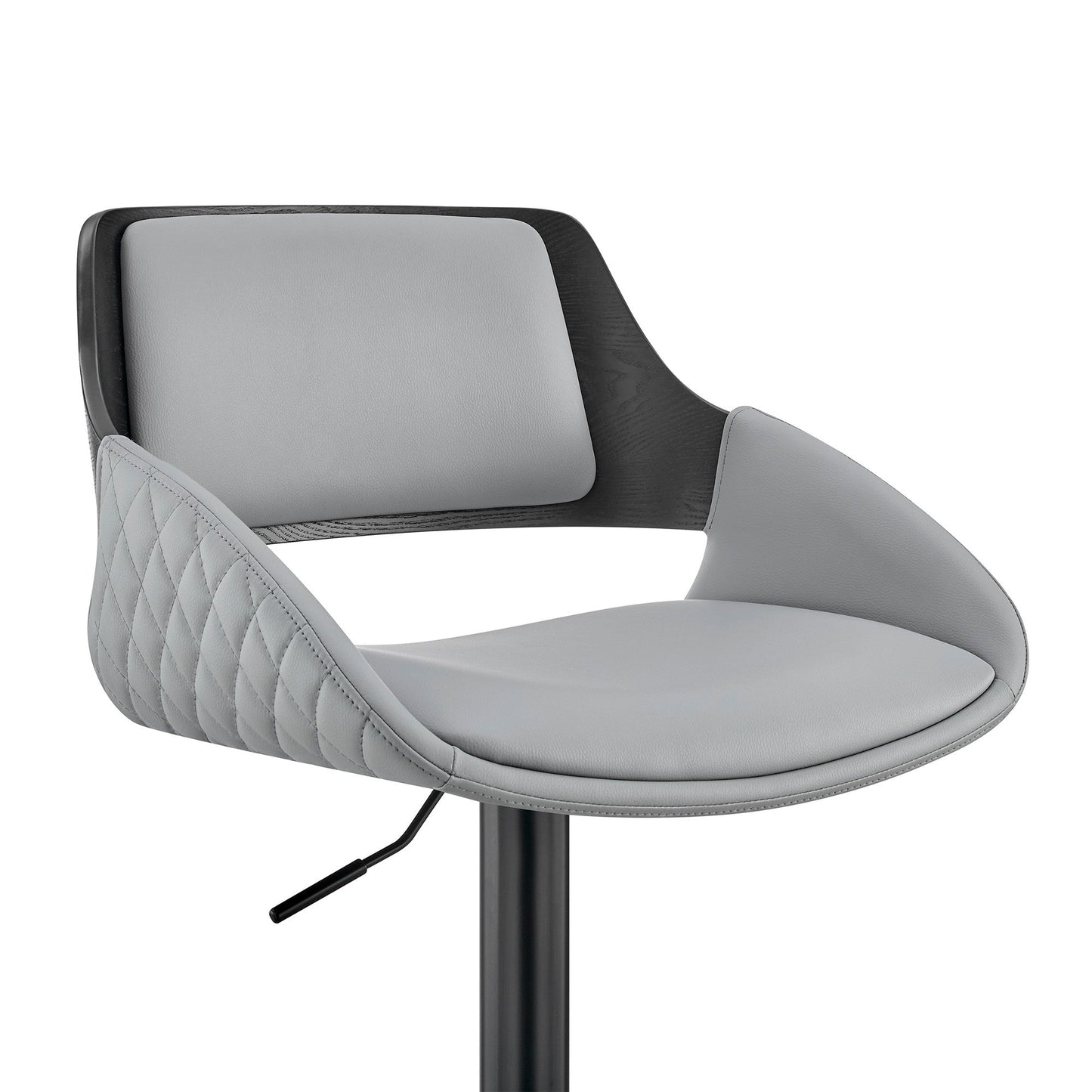 HomeRoots Grey Faux Leather Adjustable Black Swivel Bar Stool