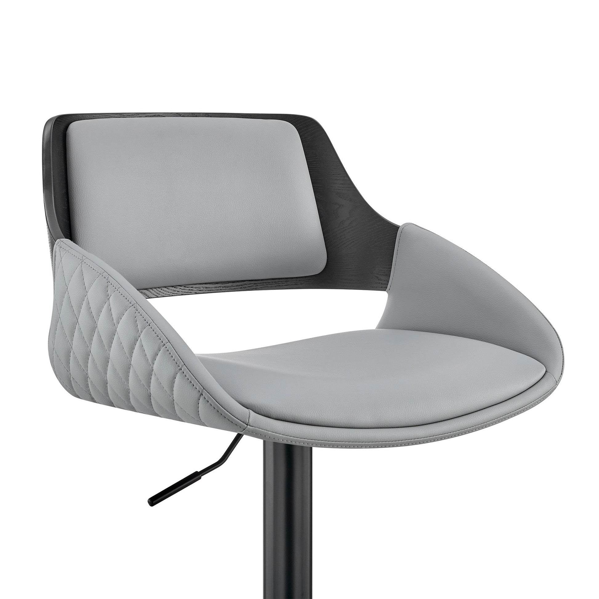 HomeRoots Grey Faux Leather Adjustable Black Swivel Bar Stool