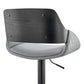 HomeRoots Grey Faux Leather Adjustable Black Swivel Bar Stool