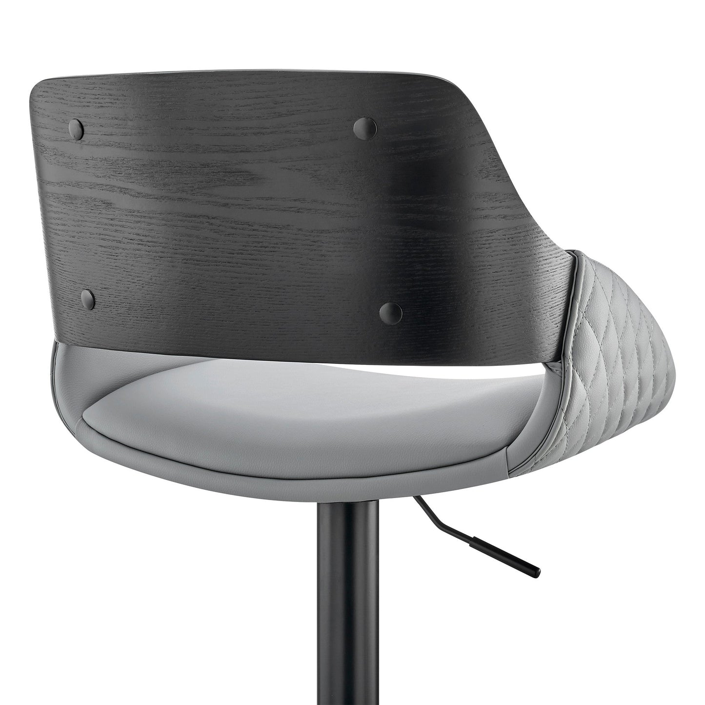 HomeRoots Grey Faux Leather Adjustable Black Swivel Bar Stool