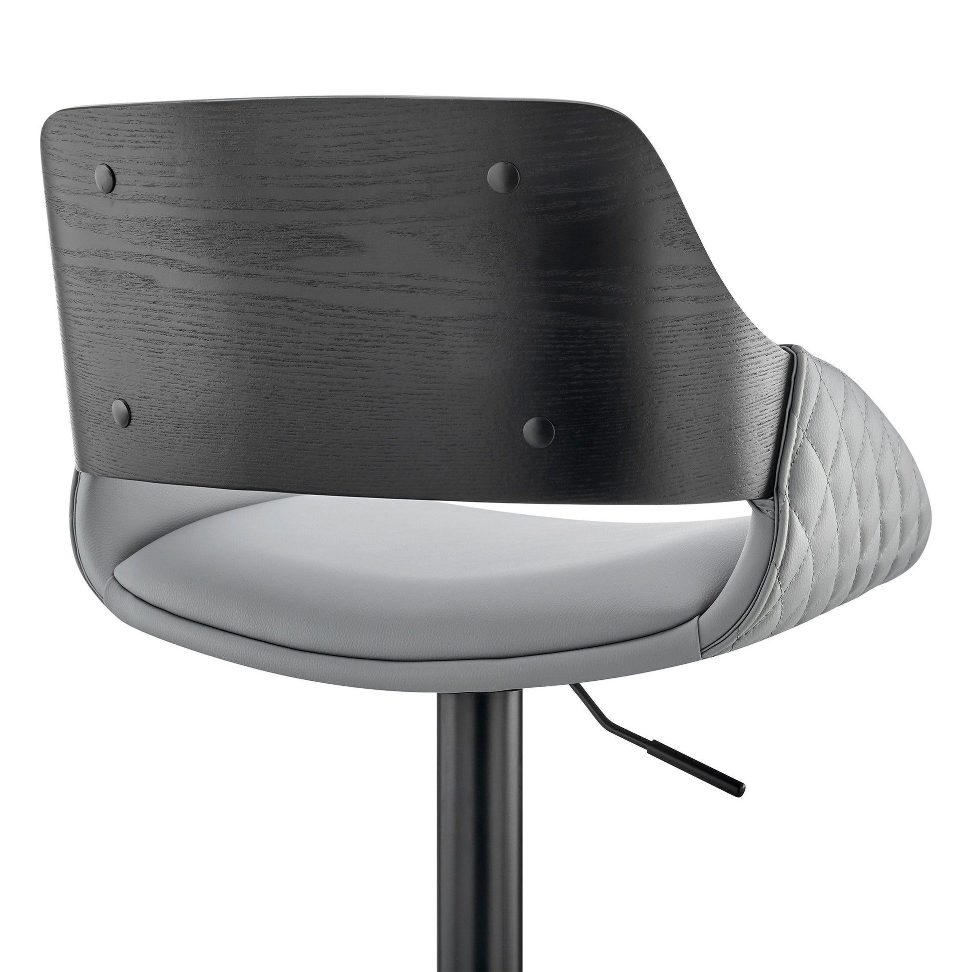 HomeRoots Grey Faux Leather Adjustable Black Swivel Bar Stool