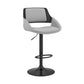 HomeRoots Grey Faux Leather Adjustable Black Swivel Bar Stool