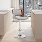 HomeRoots Grey Faux Leather Adjustable Chrome Swivel Bar Stool